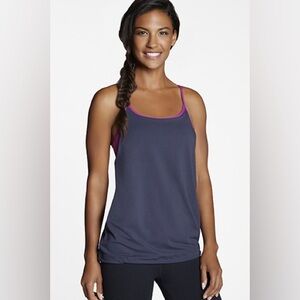 Fabletics Norwalk Tank in Mulberry & Charcoal Heather Size L